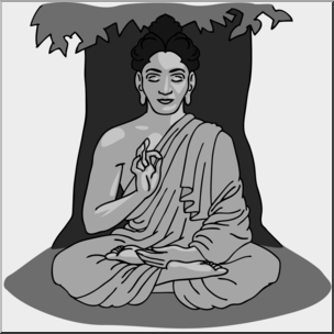 Clip Art: India: Siddhartha Gautama Grayscale