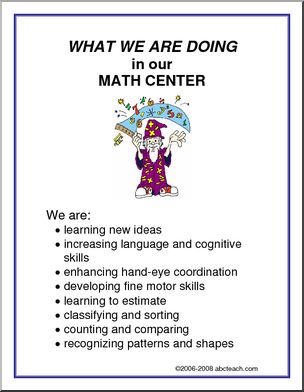 What We Are Doing Sign: Math Center
