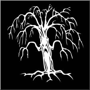 Clip Art: Halloween Silhouettes: Spooky Old Tree B&W