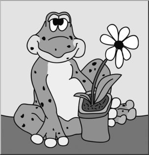 Clip Art: Cartoon Frog 1 Grayscale