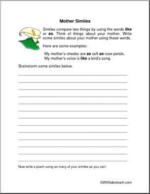 Mother’s Day Similes (elem) Writing Prompt