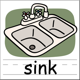 Clip Art: Basic Words: Sink Color Labeled