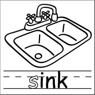 Clip Art: Basic Words: -ink Phonics: Sink B&W