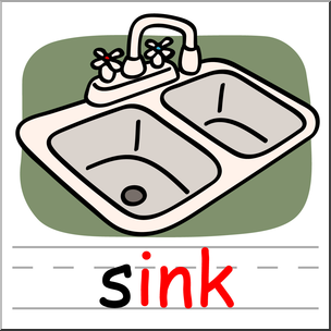 Clip Art: Basic Words: -ink Phonics: Sink Color