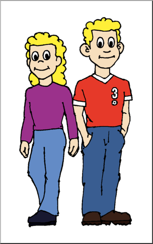 Clip Art: Family: Sister & Brother Color