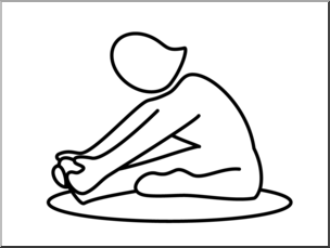Clip Art: Simple Exercise: Seated Stretching B&W