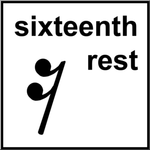 Clip Art: Music Notation: Sixteenth Rest B&W Labeled