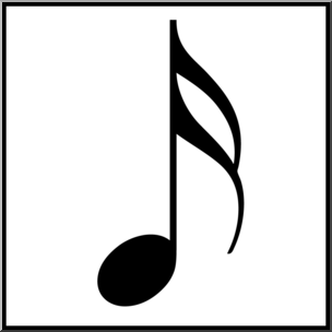 Clip Art: Music Notation: Sixteenth Note B&W Unlabeled