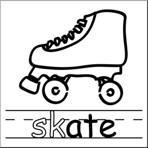Clip Art: Basic Words: -ate Phonics: Skate 1 B&W