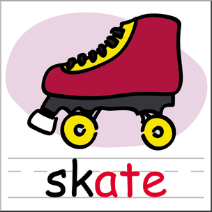 Clip Art: Basic Words: -ate Phonics: Skate 1 Color