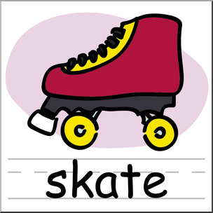 Clip Art: Basic Words: Skate 1 Color Labeled