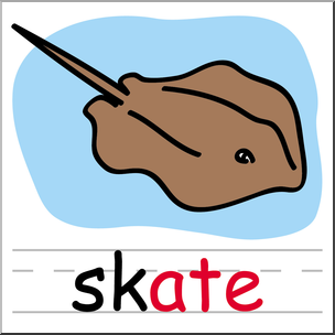 Clip Art: Basic Words: -ate Phonics: Skate 2 Color