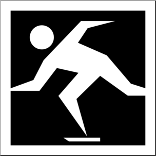 Clip Art: Winter Olympics Event Icon: Skating B&W