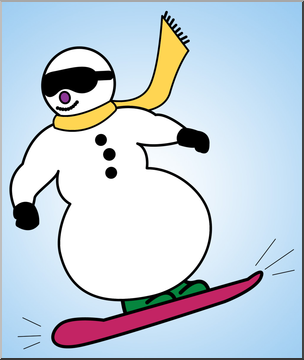 Clip Art: Snowboarding Snowman Color 1