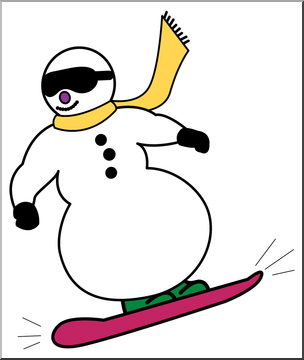 Clip Art: Snowboarding Snowman Color 2