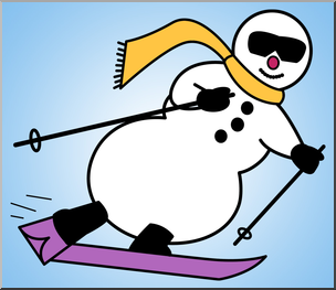 Clip Art: Skiing Snowman Color 1