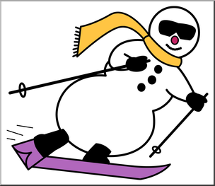 Clip Art: Skiing Snowman Color 2