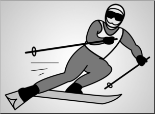 Clip Art: Skiing Grayscale 1