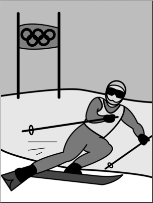 Clip Art: Winter Olympics: Skiing Grayscale
