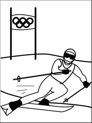 Clip Art: Winter Olympics: Skiing B&W
