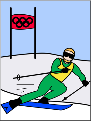 Clip Art: Winter Olympics: Skiing Color