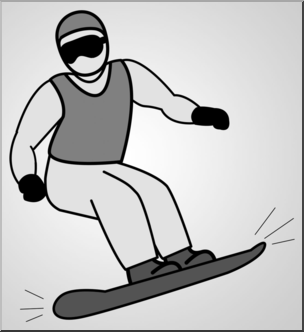 Clip Art: Snowboarding Grayscale 1