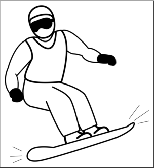 Clip Art: Snowboarding B&W