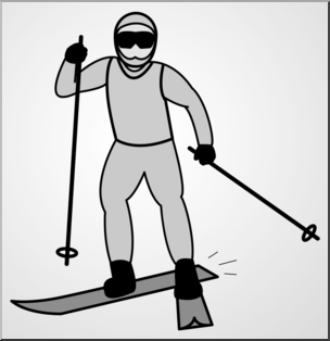 Clip Art: Cross Country Skiing 2 Grayscale 1