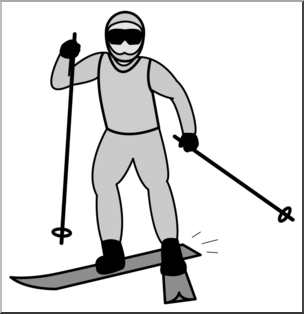 Clip Art: Cross Country Skiing 2 Grayscale 2
