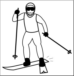 Clip Art: Cross Country Skiing 2 B&W