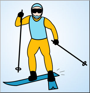 Clip Art: Cross Country Skiing 2 Color 1