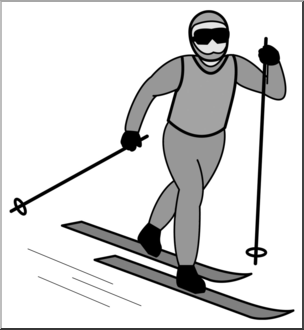 Clip Art: Cross Country Skiing 1 Grayscale 2