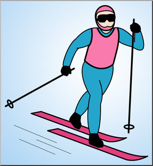 Clip Art: Cross Country Skiing 1 Color 1