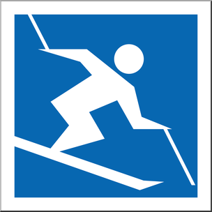 Clip Art: Winter Olympics Event Icon: Skiing Color