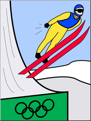 Clip Art: Winter Olympics: Ski Jumping Color