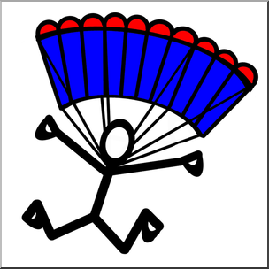 Clip Art: Stick Guy Skydiver Color