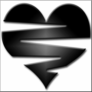 Clip Art: Slash Heart Grayscale