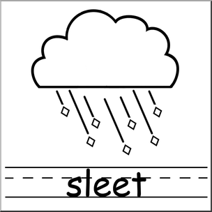 Clip Art: Weather Icons: Sleet B&W Labeled