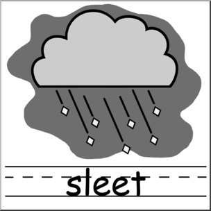 Clip Art: Weather Icons: Sleet Grayscale Labeled