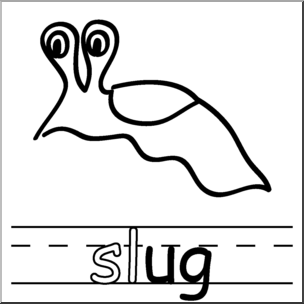 Clip Art: Basic Words: -ug Phonics: Slug B&W