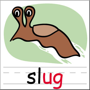 Clip Art: Basic Words: -ug Phonics: Slug Color