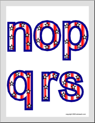 Alphabet Letter Patterns: Patriotic theme n-x (color)