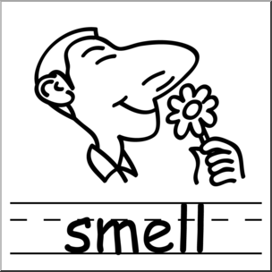 Clip Art: Basic Words: Smell B&W Labeled