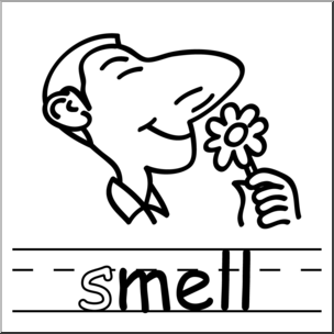 Clip Art: Basic Words: -ell Phonics: Smell B&W