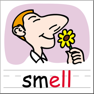 Clip Art: Basic Words: -ell Phonics: Smell Color