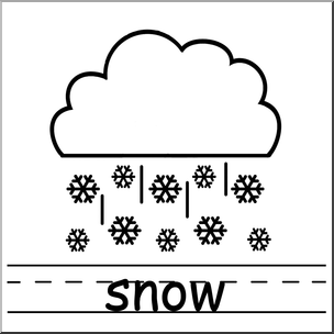 Clip Art: Weather Icons: Snow B&W Labeled