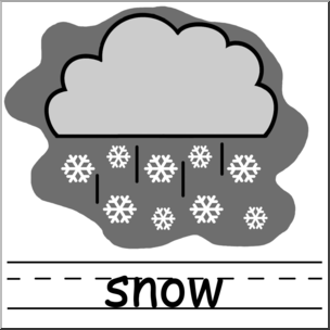 Clip Art: Weather Icons: Snow Grayscale Labeled