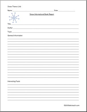Book Report Form: Snow