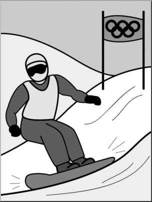 Clip Art: Winter Olympics: Snowboarding Grayscale