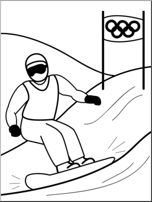 Clip Art: Winter Olympics: Snowboarding B&W
